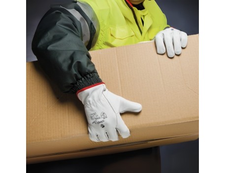 GUANTE PIEL FLOR TÉRMICO GRIS