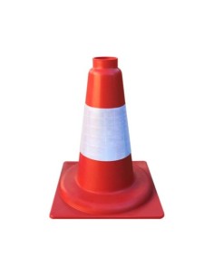 CONO ROJO 30CM POLIETILENO BANDA 10CM