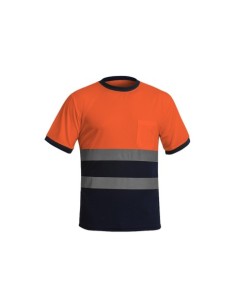 CAMISETA MANGA CORTA BICOLOR AV NARANJA /MARINO