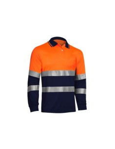 POLO MANGA LARGA BICOLOR AV NARANJA/MARINO
