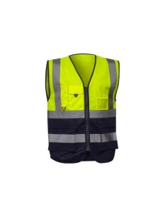 CHALECO MULTIBOLSILLOS AV BICOLOR AMARILLO-MARINO