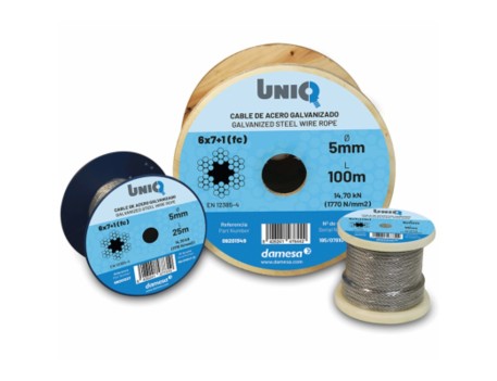 CABLE DE ACERO GALVANIZADO 6MM 6X7+1 15M DAMESA