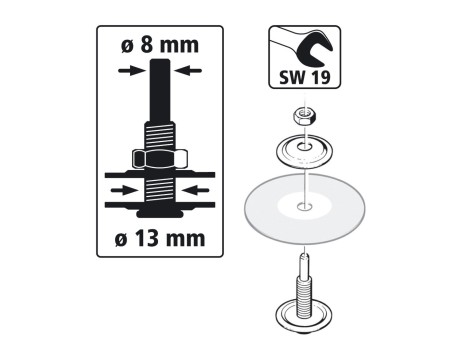 MANDRIL PORTÁTIL PARA DISCOS Ø13MM VÁSTAGO 8MM