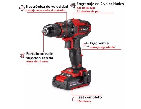 TALADRO PERCUTOR SIN CABLE 18V 40NM