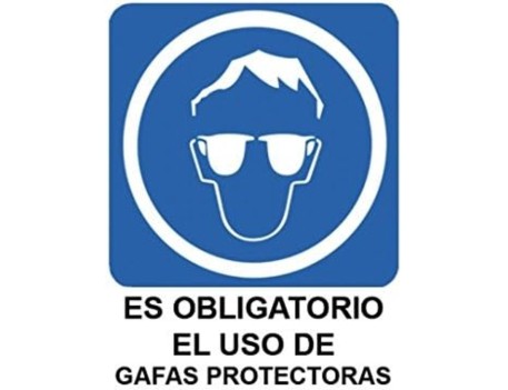 CARTEL PVC USO OBLIGATORIO GAFAS 40X30 CM (0226)