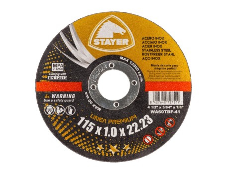 DISCO CORTE INOX STAYER 115X1MM T41 PREMIUM