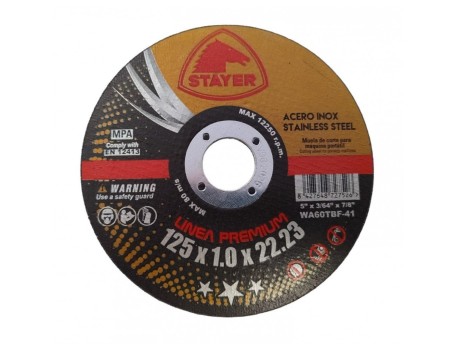 DISCO CORTE STAYER 125X1 MM PREMIUM T41 INOX