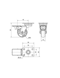 RUEDA GIRATORIA ALEX Ø100MM FRENO PLACA REF 1-0553 2