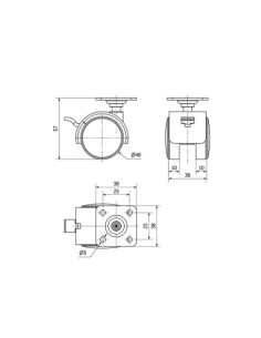 RUEDA GIRATORIA PLACA FRENO 100MM POLIAMIX 1-0462 2