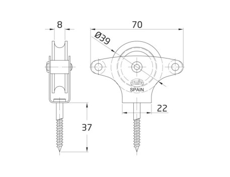 POLEA ZINCADA ROLDANA METÁLICA 39MM MODELO 4
