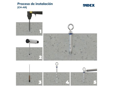 ANCLAJE METÁLICO CON ARGOLLA PARA CARGAS MEDIAS INDEX