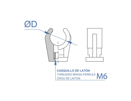ABRAZADERA CLIP DE NYLON CON CASQUILLO DE LATÓN M6