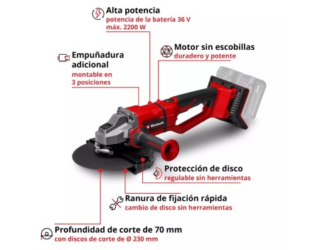 AMOLADORA ANGULAR BRUSHLESS AXXIO 36/230 18V