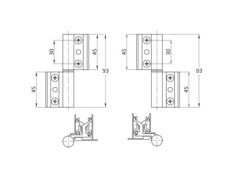 BISAGRA V2P-EU ALUMINIO BLANCO DERECHA