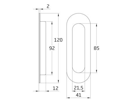 TIRADOR EMBUTIDO 120X40 INOX 18/8 AMIG