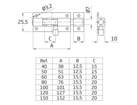 PASADOR LATÓN 391-40 AMIG SOBREPONER