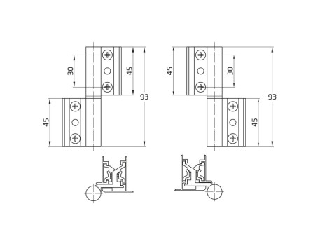 BISAGRA V2P-EU ALUMINIO BLANCO IZQUIERDA