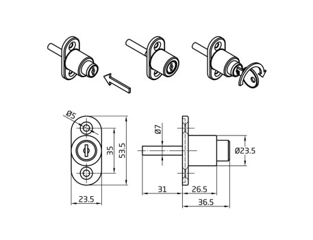 CERRADURA VENTANA 45MM CROMADO AMIG