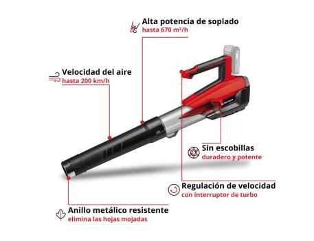 SOPLADOR HOJAS EINHELL GP-LB 18/200 LI 200KM/H