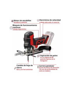 CALADORA BATERÍA EINHELL TP-JST 18/135 LI BL SOLO 18V 135MM MADERA 2