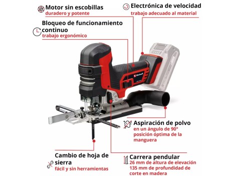 CALADORA BATERÍA EINHELL TP-JST 18/135 LI BL SOLO 18V 135MM MADERA