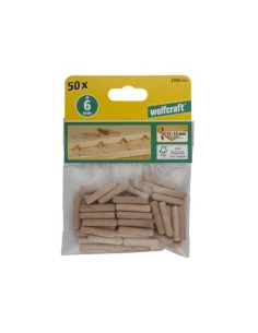 ESPIGAS LARGAS MADERA HAYA 6X30MM WOLFCRAFT 50 UNIDADES 2