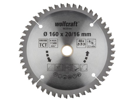 DISCO DE SIERRA CIRCULAR WOLFCRAFT 160MM 48 DIENTES