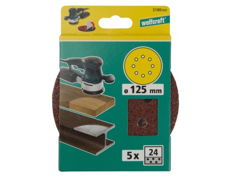 DISCO DE LIJAR AUTOADHESIVO PARA MADERA Y METAL 125MM WOLFCRAFT