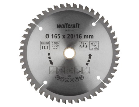 DISCO DE SIERRA CIRCULAR TCT 165 MM WOLFCRAFT 6621000