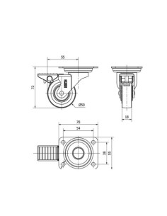 RUEDA GIRATORIA CON FRENO 50MM ALEX 1-0737 2