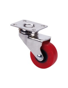 RUEDA GIRATORIA POLIURETANO ROJO 40MM ALEX