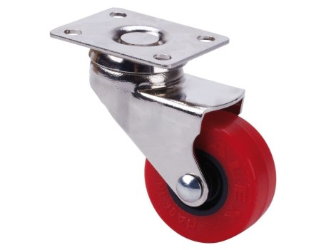 RUEDA GIRATORIA POLIURETANO ROJO 40MM ALEX