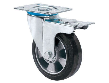 RUEDA GIRATORIA 100MM GOMA CON FRENO ALEX