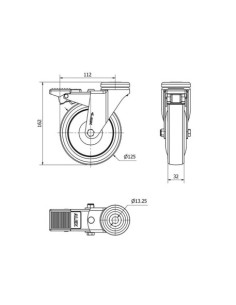 RUEDA GIRATORIA CON AGUJERO M12 125MM RUEDAS ALEX 2
