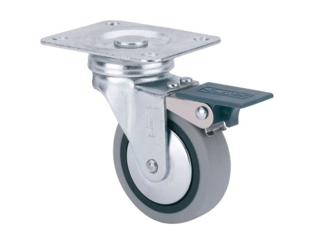 RUEDA GIRATORIA CON FRENO GOMA GRIS 50MM RUEDAS ALEX