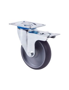 RUEDA GIRATORIA CON FRENO GOMA GRIS 100 MM RUEDAS ALEX
