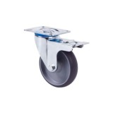 RUEDA GIRATORIA CON FRENO GOMA GRIS 100 MM RUEDAS ALEX