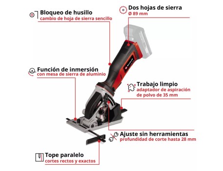 MINI SIERRA CIRCULAR S/CABLE TE-CS 18/89 89MM 28MM PROFUNDIDAD