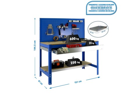 BANCO TRABAJO SIMONWORK BT2 BOX 1500 AZUL/MADERA