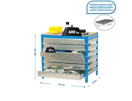 BANCO TRABAJO SIMONWORK BT5 BOX6 1500 AZUL/MADERA