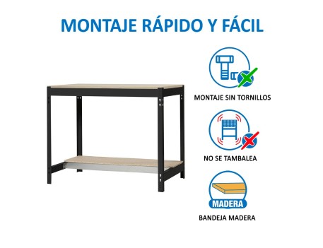 BANCO TRABAJO SIMONWORK BT0 900X750 ANTRACITA/MADERA