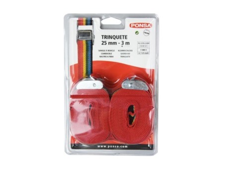 TRINQUETE HEBILLA PONSA 250KG 3M 25MM - BLISTER 2 UNIDADES