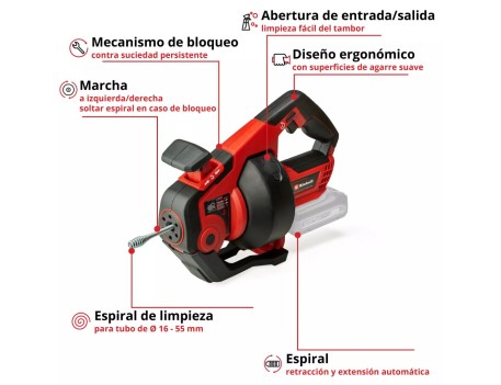 LIMPIADOR TUBERÍAS EINHELL TE-DA 18/760 LI-SOLO 7.6M