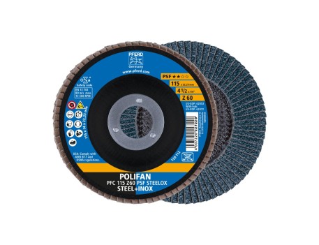 DISCO LÁMINAS LIJADORAS POLIFAN PFC 115 MM Z60 STEELOX