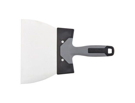 ESPÁTULA AMERICANA DE ACERO INOXIDABLE CON MANGO BIMATERIAL PARA TRABAJOS DE REJUNTEO Y REMATES EN PLACA / 5900