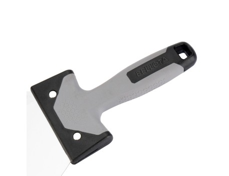 ESPÁTULA AMERICANA DE ACERO INOXIDABLE CON MANGO BIMATERIAL PARA TRABAJOS DE REJUNTEO Y REMATES EN PLACA / 5900