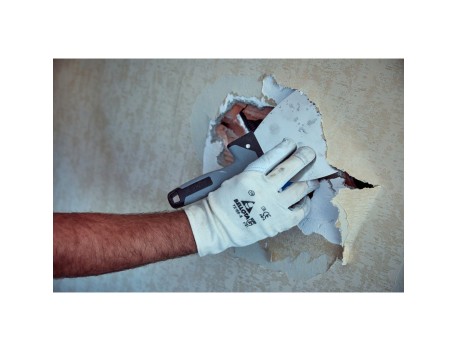 ESPÁTULA AMERICANA DE ACERO INOXIDABLE CON MANGO BIMATERIAL PARA TRABAJOS DE REJUNTEO Y REMATES EN PLACA / 5900