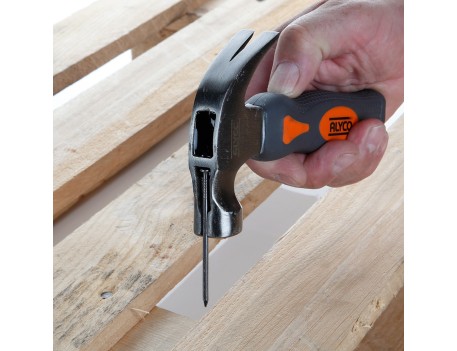 MARTILLO UÑA CURVA AMERICANO 220 GR. SERIE CORTA MANGO FIBRA VIDRIO ALYCO ORANGE