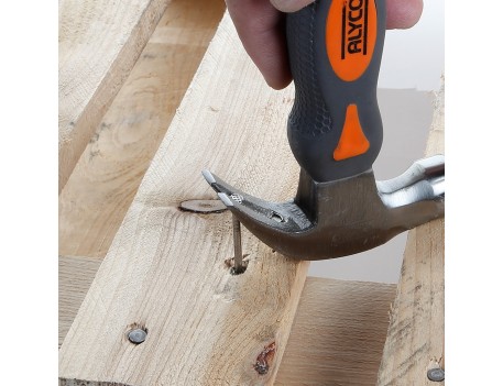 MARTILLO UÑA CURVA AMERICANO 220 GR. SERIE CORTA MANGO FIBRA VIDRIO ALYCO ORANGE