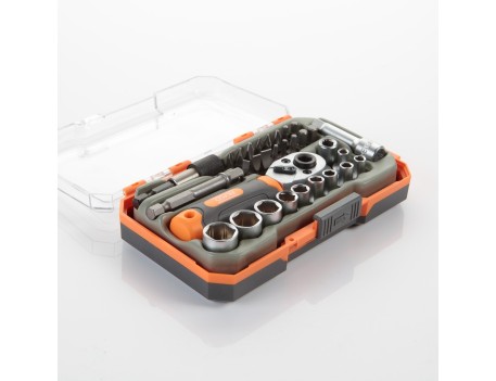 JUEGO DE VASOS Y ACCESORIOS 31 PZAS 1/4 ALYCO ORANGE